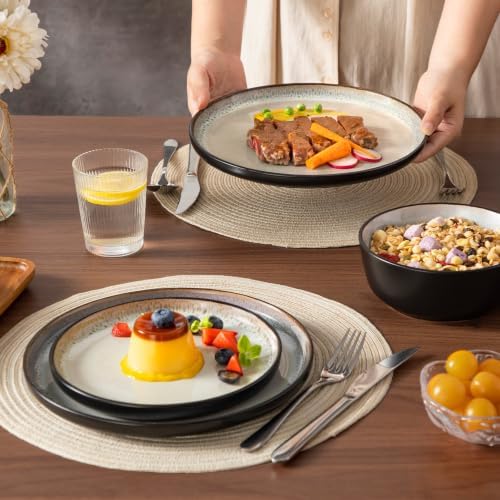 vancasso 24-Piece Grayish Beige Stoneware Plates and Bowls Sets for 8 - Image 6