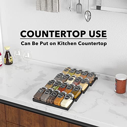 SpaceAid Spice Drawer Organizer with 20 Spice Jars, 386 Spice Labels, 4 Tier Seasoning Rack Tray Insert for Kitchen Drawers, 9-1/2" Wide x 17-1/2" Deep - Image 6
