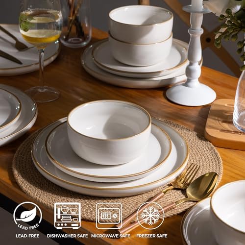 GBHOME Dinnerware Sets for 6, 18 Pieces Ceramic Plates and Bowls Set - Image 6
