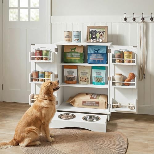 NEWOWNDS 32" H Dog Feeding Station with Storage with Adjustable Shelves by NEWOWNDS
