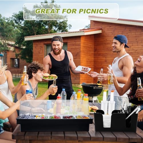 Bartending Supplies 5 Compartment Plastic Garnish Tray, 3 Tier Glass Rimmer - Image 6