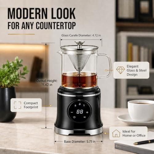 Electric Percolator Coffee Pot, Glass & 304 Stainless Steel, 600ml - Image 7