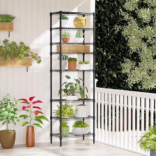 IZEUK 8 Tier Adjustable Metal Storage Shelving Unit, Heavy Duty Standing Rack Organizer for Kitchen, Pantry, Laundry Room, Garage or Basement, 2000 lbs Capacity, 23.6 W x 13.8 D x 79.5 H, Black - Image 5