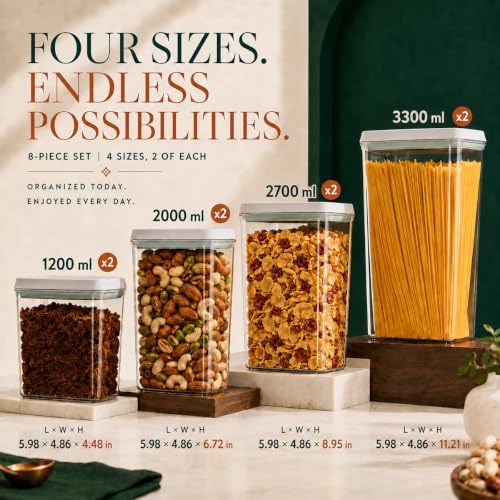 8-Piece Airtight Food Storage Containers, Pasta Pantry Canister Set - Image 5