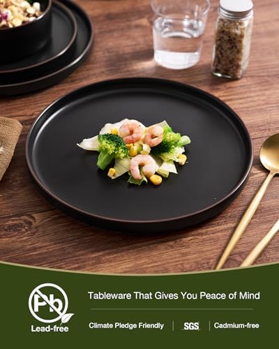 Famiware Nebula Ridge 24-Piece Dinnerware Set with Pasta Bowls, Matte Black - Image 7