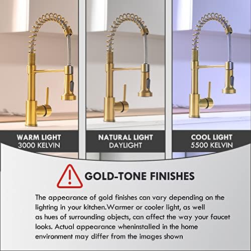 GIMILI Kitchen Faucet with Pull Down Sprayer Brushed Gold - Image 6