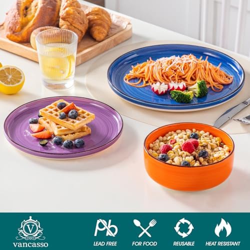 vancasso Bonita Dinnerware Sets 18 Pieces, Stoneware Dishes Set for 6, Plates and Bowls Set, Dinshwasher and Microwave Safe, Multicolor - Image 3