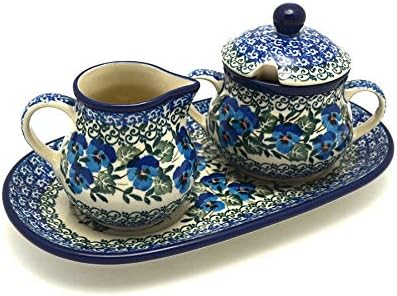 Polish Pottery Cream & Sugar Set - Winter Viola by Polish+Pottery+Gallery