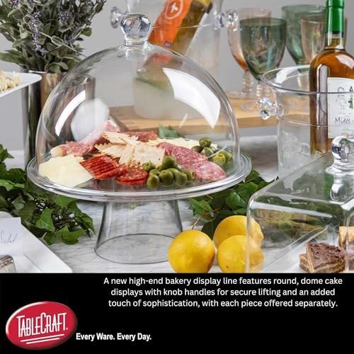 TableCraft 11885 Clear Round Cake Stand, Plastic Pedestal Display for Pastries, Desserts, Appetizers and Sandwiches, BPA-Free, Dishwasher Safe, 13" Diameter - Image 3
