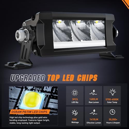 Nilight LED Light Bar with Amber DRL 2 PCS 15 W 5.3 Inch Single Row Light - Image 3