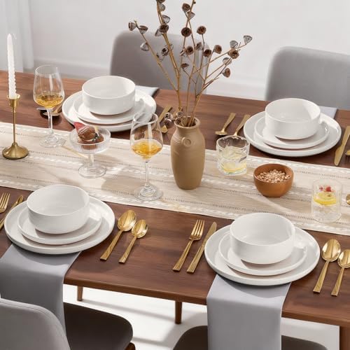 E-far Plates and Bowls Sets, 24Pcs Stoneware Ceramic Dinnerware Dishes Sets - Image 6