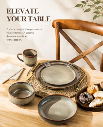 TheTerra Ceramic Dinnerware Set for 4, 16-Piece Plates and Bowls Set - Image 5