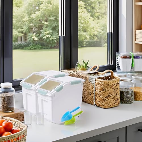 Saim 25lb Flour/Rice Storage Container with Rolling Casters (Green) - Image 5