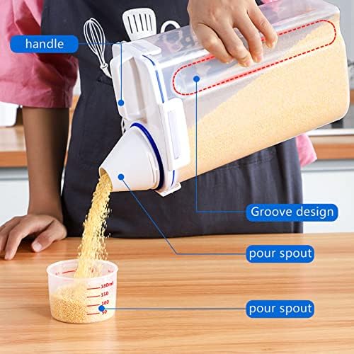 5.5 Lbs Plastic Transparent Tank, Rice Storage Barrel, Household Food Container Grain Storage Box for Oatmeal, Grain, Cereal, Pasta, Flour (6 Packs) - Image 6