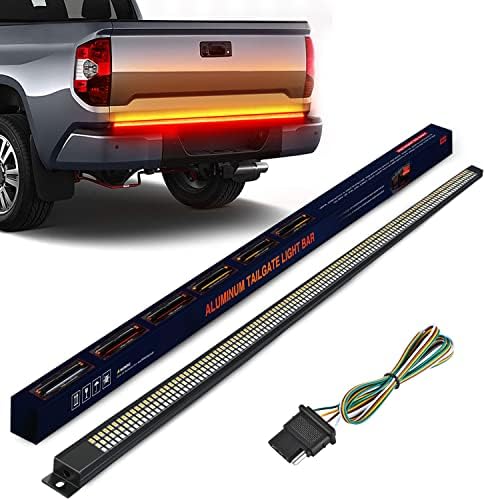 Nilight Truck Tailgate Light Strip 60" Aluminum Frame Triple Row 1200 LED Strip with Red Running Brake Lights White Reverse Light Amber Sequential Turn Signals Strobe Lights，2 Years Warranty by Nilight