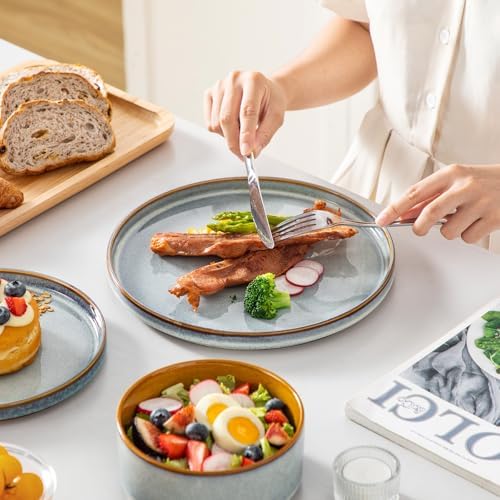 vancasso ONION Ceramic Plates and Bowls Sets, 18 Pieces Light Blue Dinnerware Sets for Kitchen, Reactive Glaze Dishes Set for 6, Dishwasher and Microwave Safe - Image 5