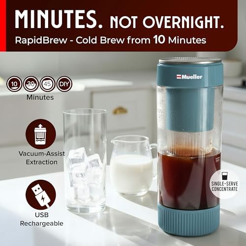 Mueller RapidBrew Cold Brew Iced Coffee Maker, Mineral Blue - Image 2