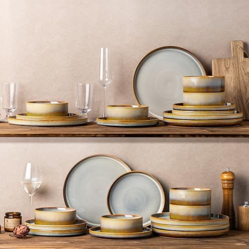 TheTerra Ceramic Dinnerware Set for 4, 12-Piece Plates and Bowls Set - Image 7