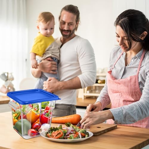 Suclain 8 Pack 4 QT and 6 QT Food Storage Containers with Lids Scales Handles Square Clear Restaurant Food Storage Containers Polycarbonate Commercial Grade for Kitchen Marinating Meat Dough(Blue) - Image 6