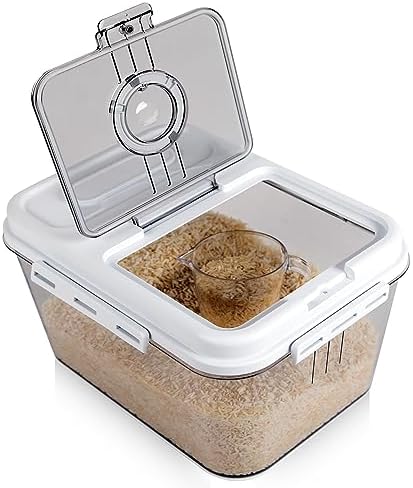Chef's Path Extra Large Airtight Rice Storage Container with Measuring Cup, Pack of 1, 8 L Capacity, Kitchen and Pantry Canister for Rice, Flour, Sugar, and Baking Supplies by ChefsPath
