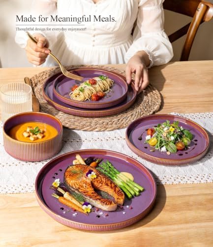 GBHOME Stoneware Dinnerware Sets for 4, 12-Piece Plates and Bowls Set - Image 6