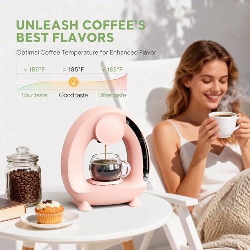Pods and Grounds Single Serve Coffee Maker,Brew in 1 minute,Pink - Image 4