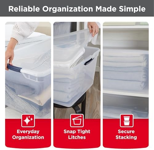 Rubbermaid Cleverstore 95 Qt Clear Storage Bins with Lids, 4-Pack, Stackable, BPA-Free, Made in USA - Image 3