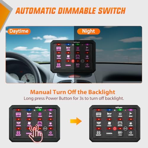 Nilight 12 Gang Switch Panel APP RGB 12V 24V Circuit Control System 4-Mode - Image 5