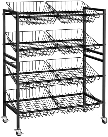 Evermagin 25.2" W Kitchen Storage Cart, 4-Tier Snack Cart with Wheels by Evermagin