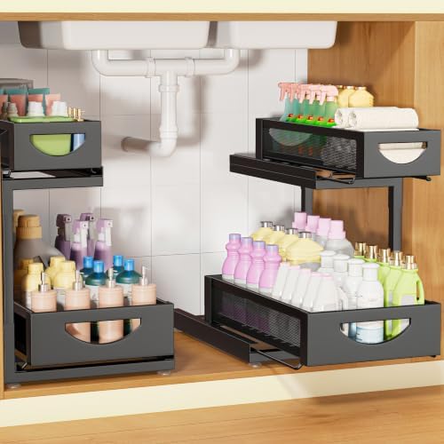 Under Sink Organizer for Kitchen and Bathroom Cabinets Pull Out Storage by Aekenr