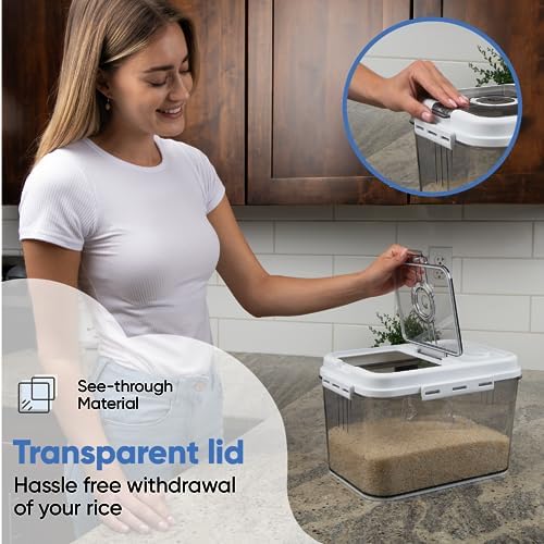 Chef's Path Extra Large Airtight Rice Storage Container with Measuring Cup, Pack of 1, 8 L Capacity, Kitchen and Pantry Canister for Rice, Flour, Sugar, and Baking Supplies - Image 5