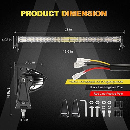 Auxbeam 50" Curved LED Light Bar, 288W Dual-Color 6 Modes Driving Lights - Image 2