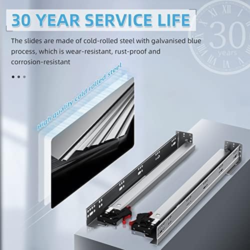 SHUHANG 6 Pair Undermount Drawer Slides 15 inch Soft Close 80 lb Load Capacity Ball Bearing Hidden Bottom Mount Rails Full Extension Runners with Adjustable Locking Devices and Bracket - Image 4