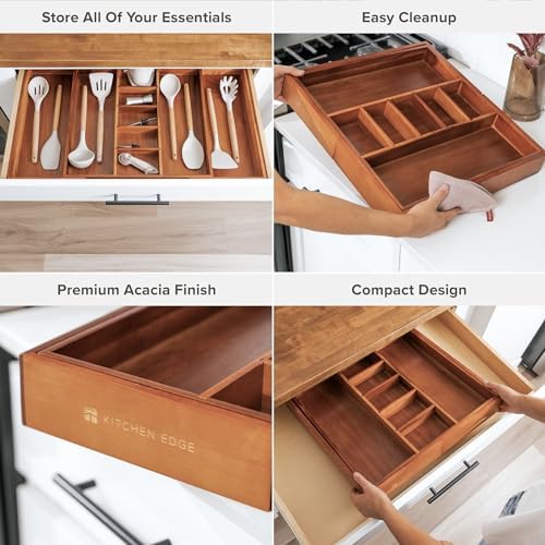 KitchenEdge Utensil & Junk Drawer Organizer, 18.5-33 in, Acacia - Image 3