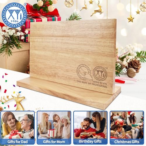 XYJ Magnetic Knife Block, Double Side Kitchen Knife Holder, Natural Wood - Image 6