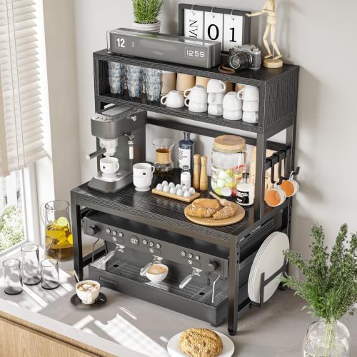EnHomee 4-Tier Microwave Stand for Countertop Storage, Black - Image 5
