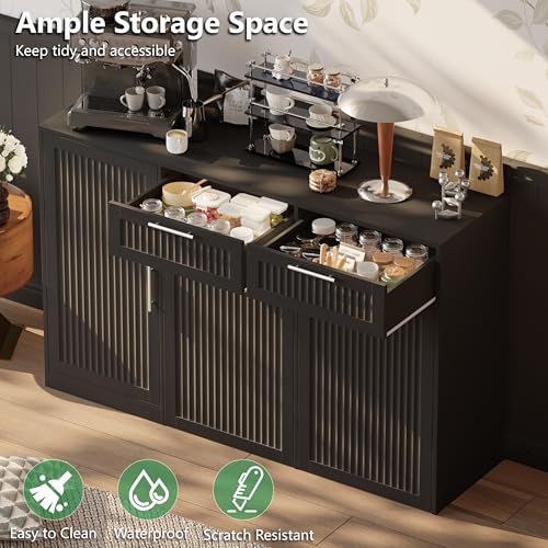 Double 13 Gallon Pull Out Trash Can Cabinet with Storage Cabinet,Black - Image 4