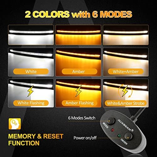 Auxbeam 50" Curved LED Light Bar, 288W Dual-Color 6 Modes Driving Lights - Image 3