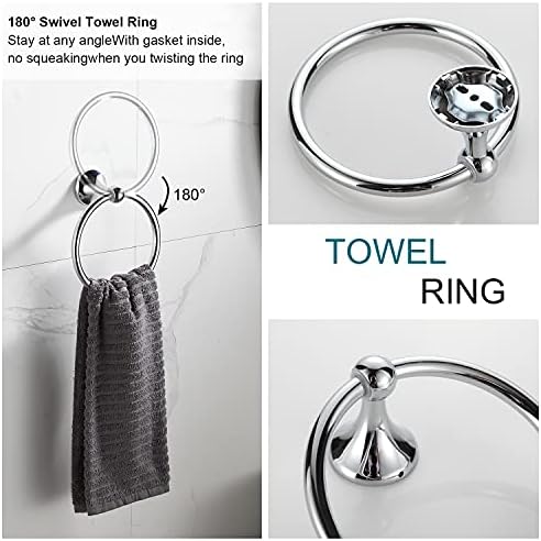 BGL Bathroom Hardware Set, Chrome Adjustable Expandable Towel Bar 4-Piece Bathroom Accessory Set Wall Mounted Robe Hook Toilet Paper Holder Towel Ring Towel Bar - Image 3