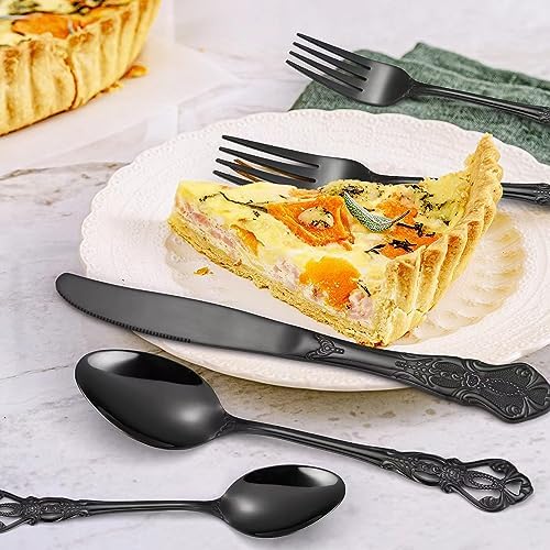 Black Silverware Set for 2, MIKIWAY 10 Pieces Stainless Steel Flatware Set, Cutlery Tableware Set, Kitchen Utensils Set Include Spoons And Forks Set, Mirror Polished, Dishwasher Safe - Image 5