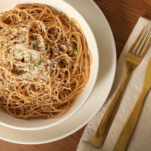 Gibson Elite Leeds Court Plates and Bowls Sets, 16-Piece Stoneware Dinnerware Sets, Cream White, Round Speckle Reactive Glaze Dish Set - Image 4