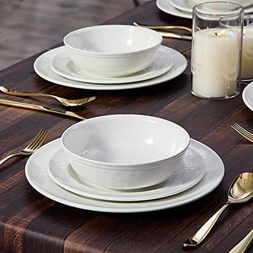 TP 18-Piece Dinnerware Set, Melamine Dishes Set with Bowls and Plates, Service for 6, Non-breakable Lightweight Dining Tableware, Ivory - Image 6
