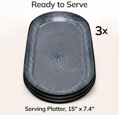 Large Serving Platters Set of 3, 15" Oval Stoneware Serving Plates for Food - Image 6