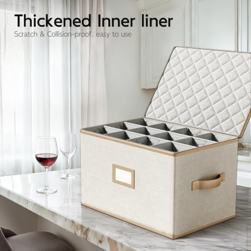 Wine Glass Storage Containers, 2 Piece China Storage Containers, Beige - Image 2