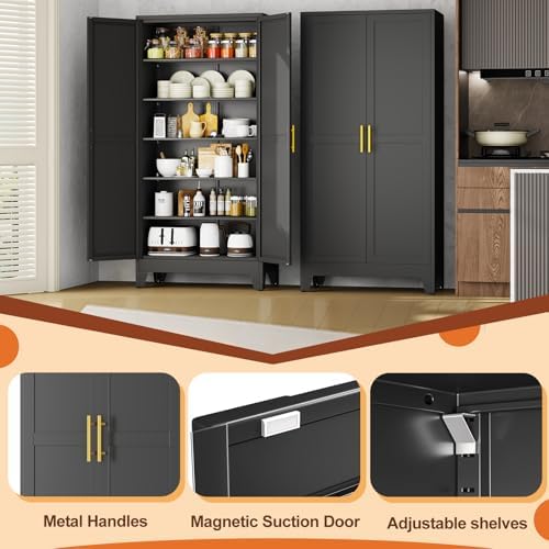 Black Metal Storage Cabinet,75" Steel Cabinets for Home Office - Image 5