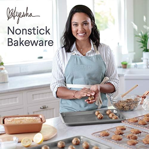 Ayesha Curry Nonstick Bakeware Set with Nonstick Bread Pan, Cookie Sheet, Baking Pan, Baking Sheet and Cake Pans - 6 Piece, SIlver - Image 5