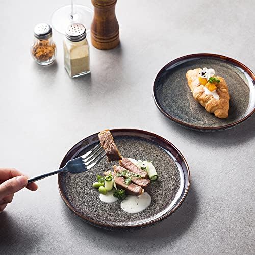Ceramic dinner plates set of 4, Dessert plates & Salad plates for party and wedding, Microwave safe porcelain plates set, 8 Inch - Image 4