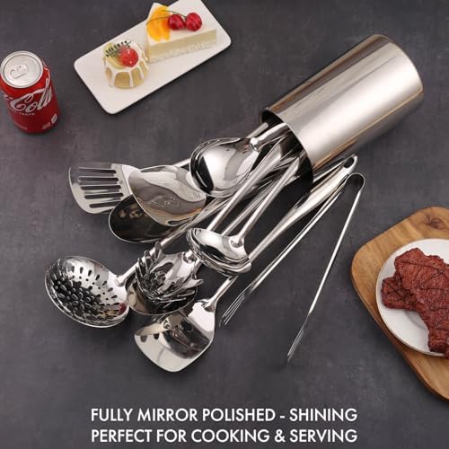 18/10 Stainless Steel Kitchen Utensils Set with Holder for Countertop - Image 6