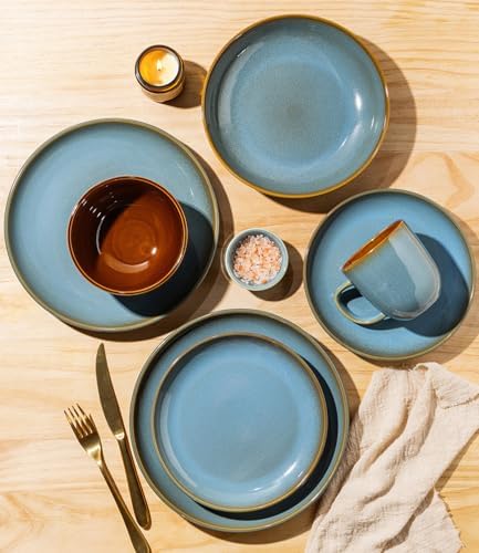LeRatio Ceramic Dinnerware Sets for 4,12Pcs Porcelain Plates and Bowls Set - Image 5