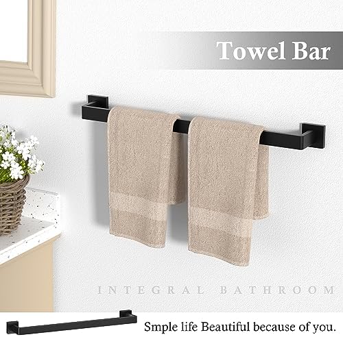 5-Pieces Matte Black Bathroom Accessories Set 23.6 Inch Towel Bar Set. - Image 3